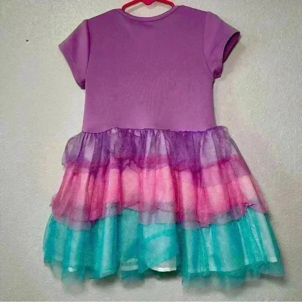 LOL Surprise Girls Dress XS 4/5 Rainbow Tulle Ruffle Jacket Graphic Sparkle